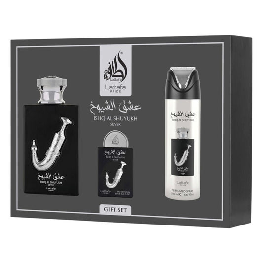 Ishq Al Shuyukh Silver Geschenkset von Lattafa