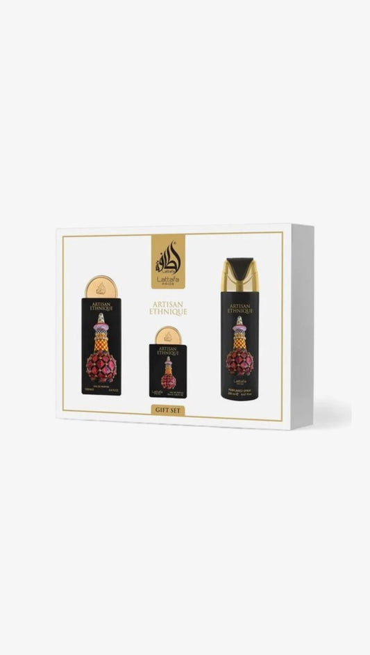 Lattafa Pride Artisan Ethnique Giftset – A luxurious fragrance collection that combines elegance and sophistication. This exclusive gift set includes: